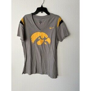 Nike Women’s University of Iowa Hawkeyes T-Shirt V Neck Size Large Gray